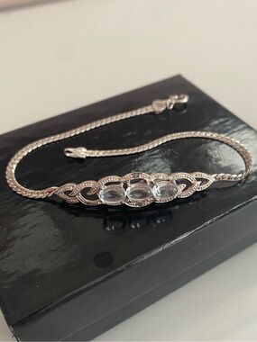 925 Sterling Silver Bracelet with Blue Topaz | New in Box